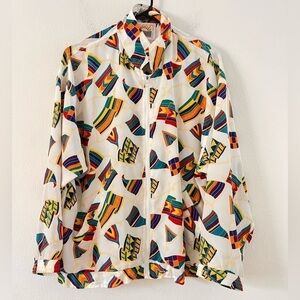 Vintage Solare Sporta White Zip Up Flags Yacht Nautical Rope Jacket Small